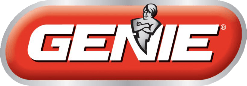 Genie logo with a red and silver rounded rectangle, featuring the word