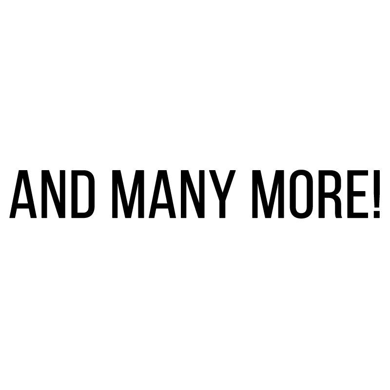 The word and many more is on a white background.