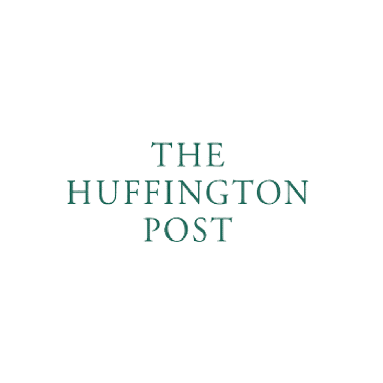 Logo for The Huffington Post, text in teal font on a white background.