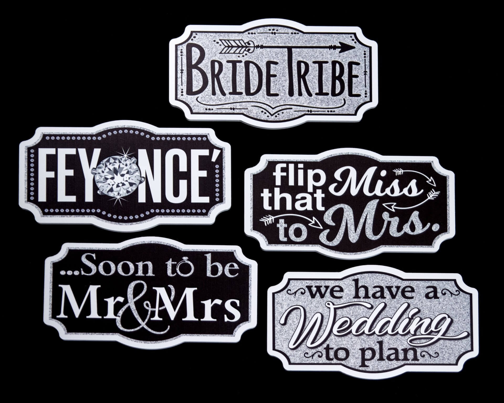 Signs for a wedding, with phrases: 