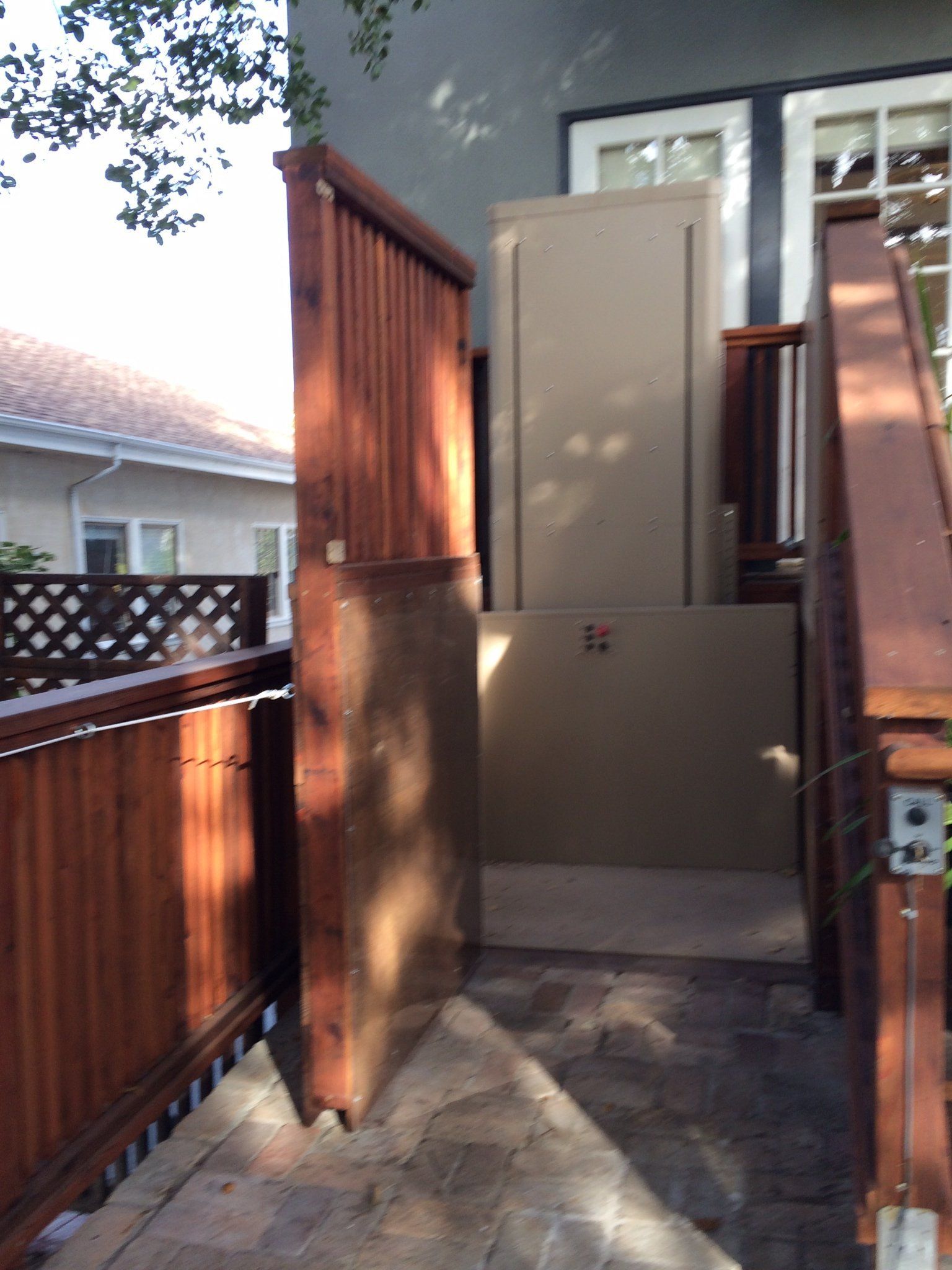 wheelchair lift in backyard