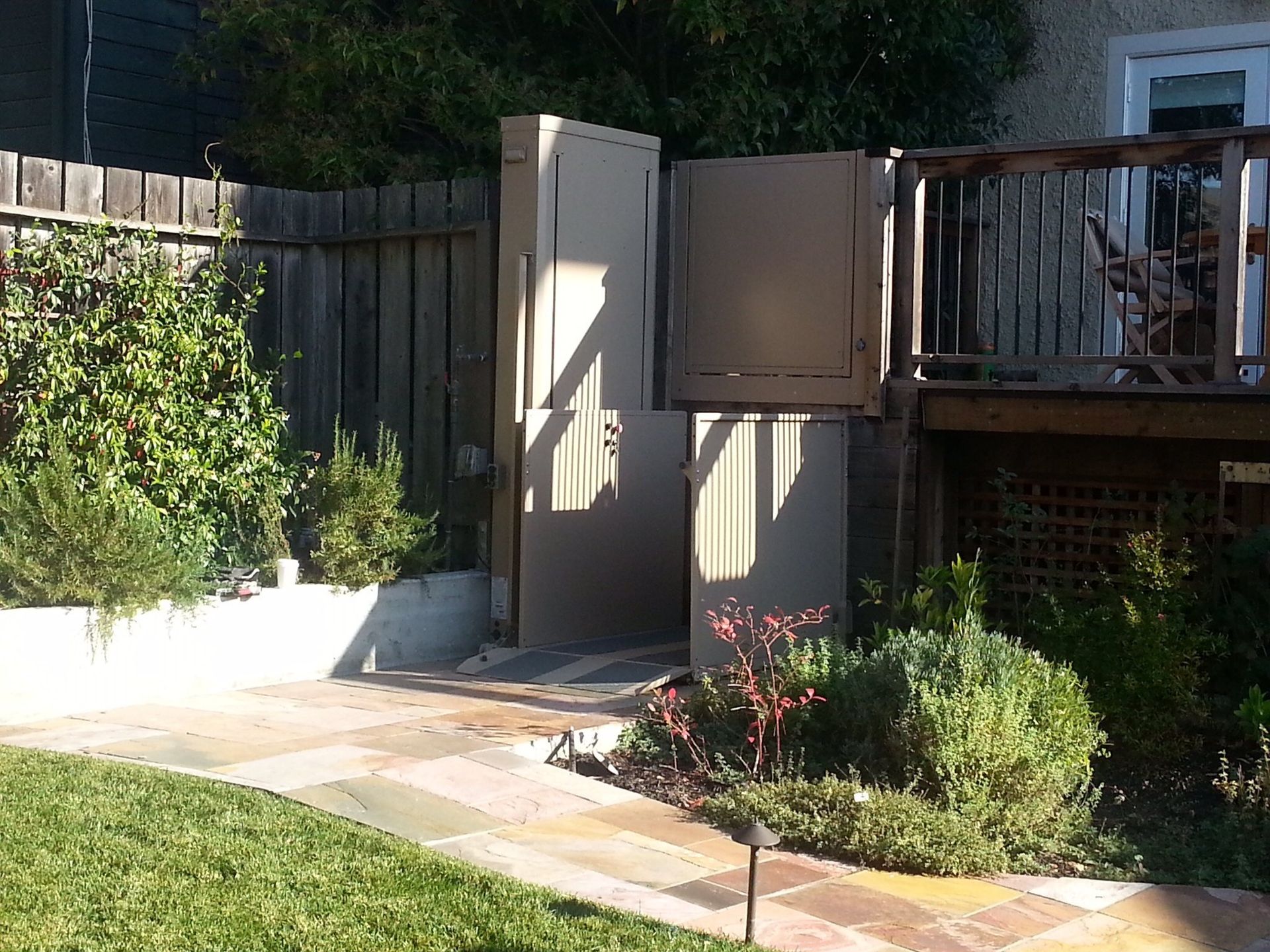 Wheelchair lift in backyard