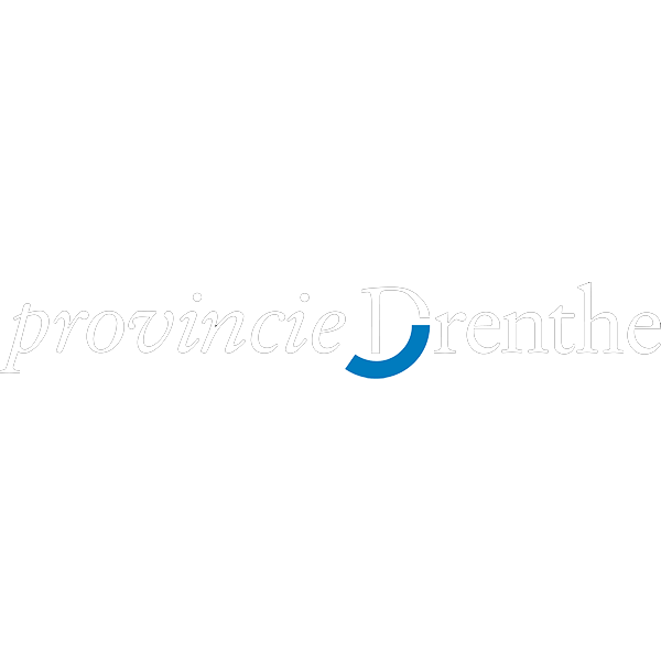 Logo van de provincie Drenthe met de witte tekst