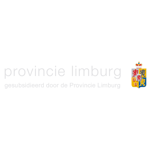 Het logo van de provincie Limburg, met de tekst en het officiële wapen, op een witte achtergrond.