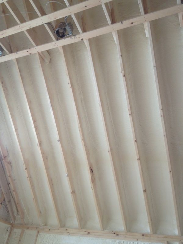 Spray foam insulation on ceiling in Portland, ME