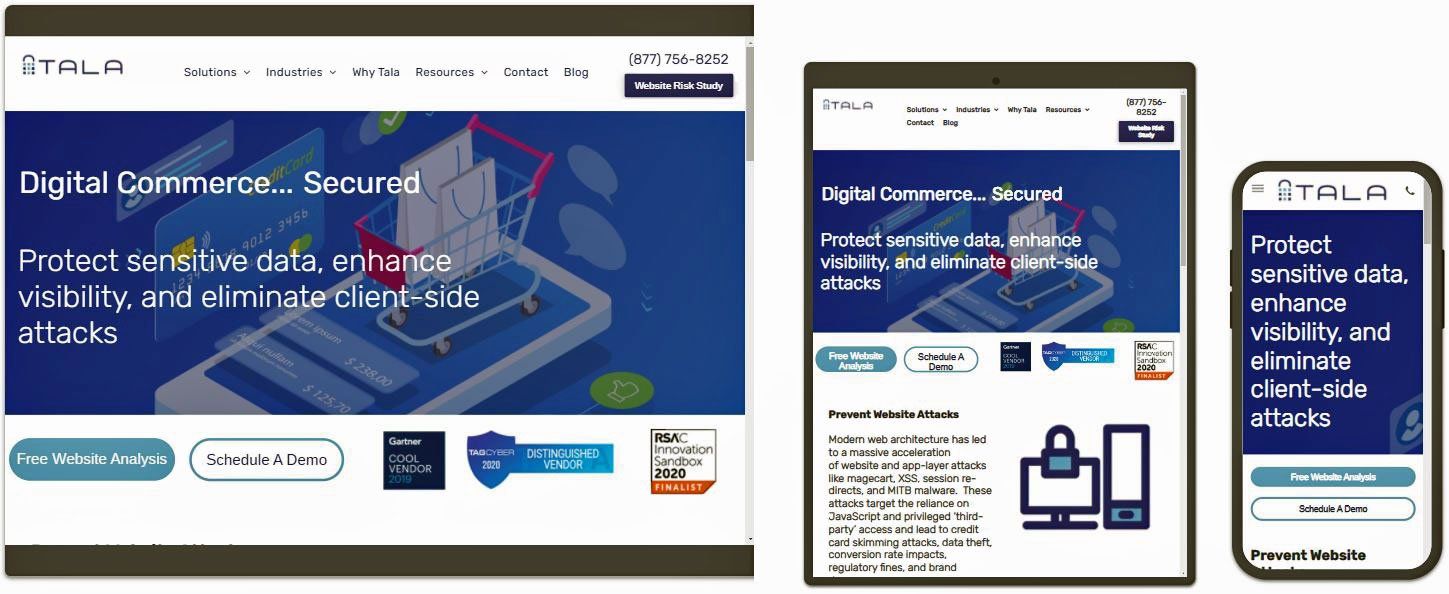 Tala Security website homepage design