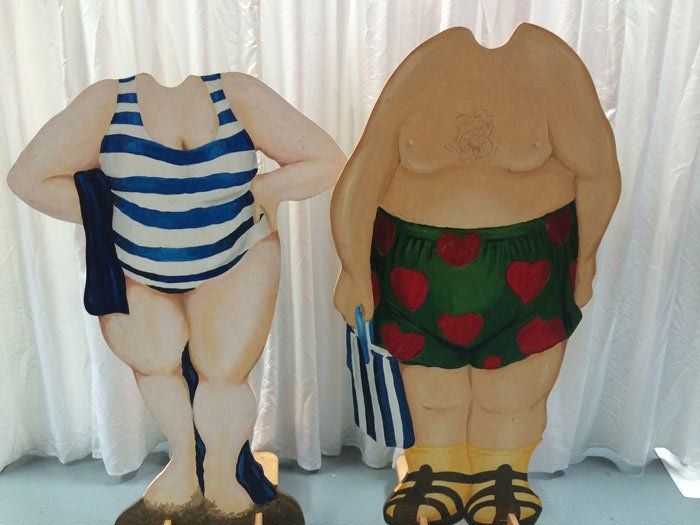 Beach woman and beach man prop