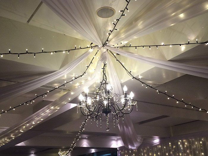 Ceiling draping and lights