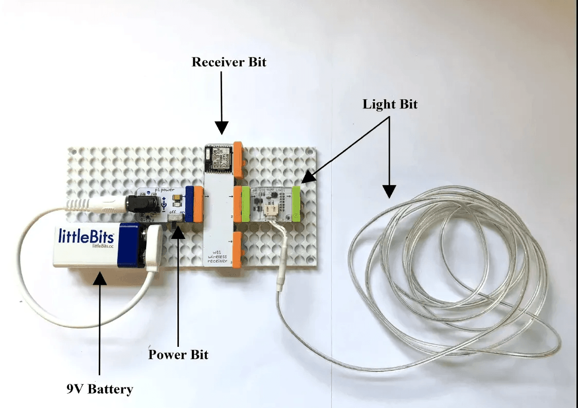 Electronic bits on a circuit board wiring a string of lights