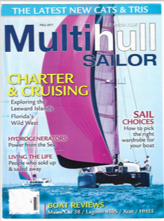 The cover of a magazine titled multihull sailor