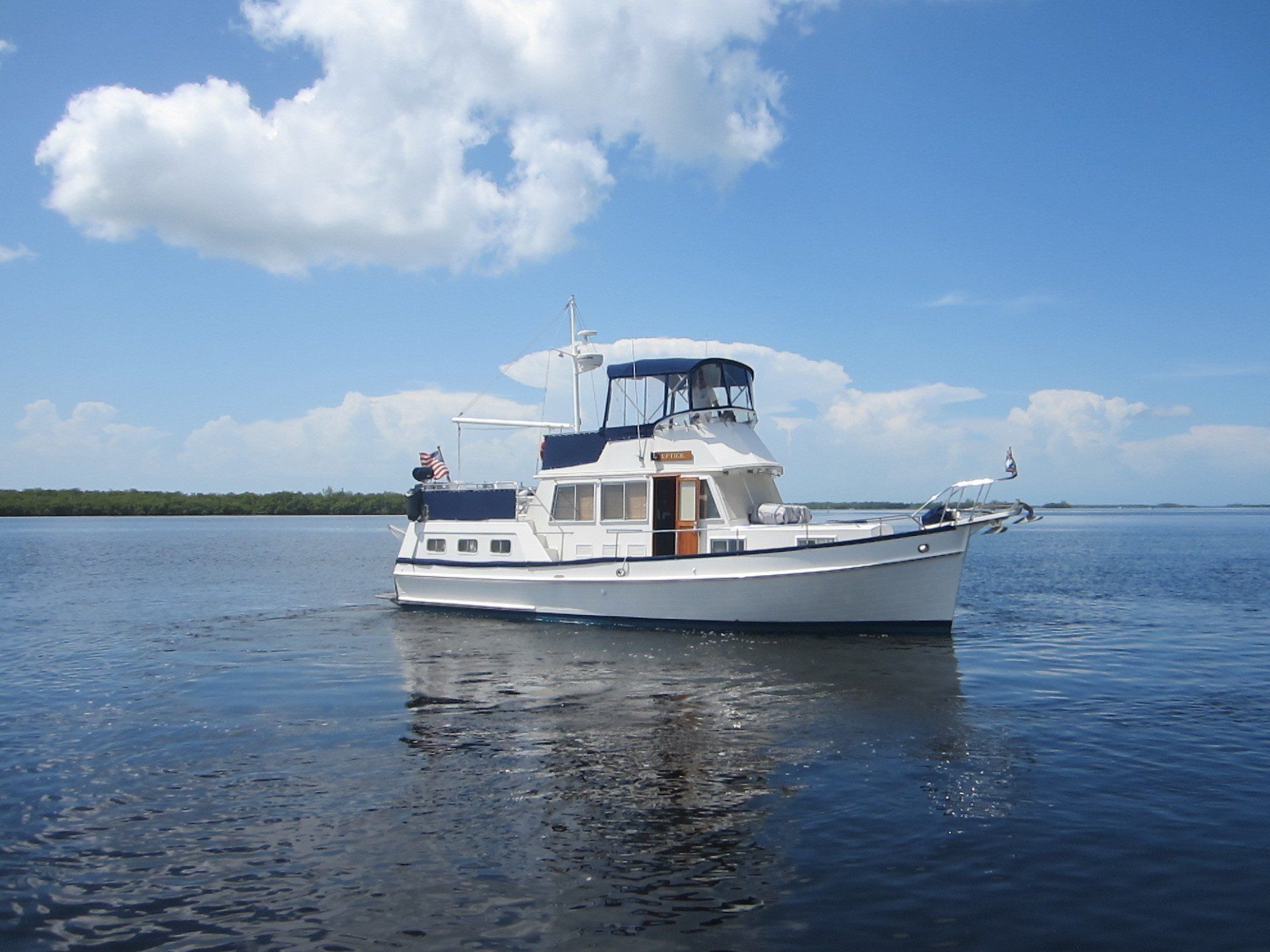 A boat is floating on a body of water