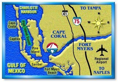 A map of the gulf of mexico showing the location of cape coral