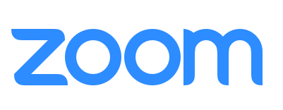 The zoom logo is blue and white on a white background.