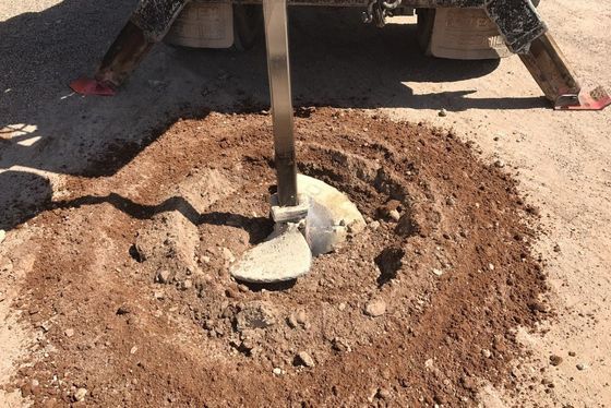 Hole being drilled