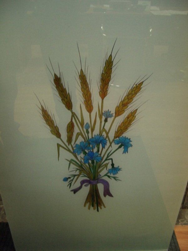 Decorazione con spighe su vetro