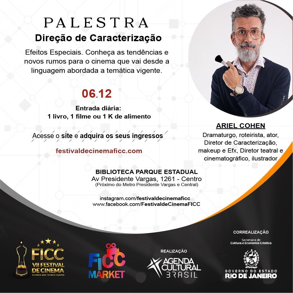 Um cartaz para palestra mostra um homem com barba segurando um cachimbo.