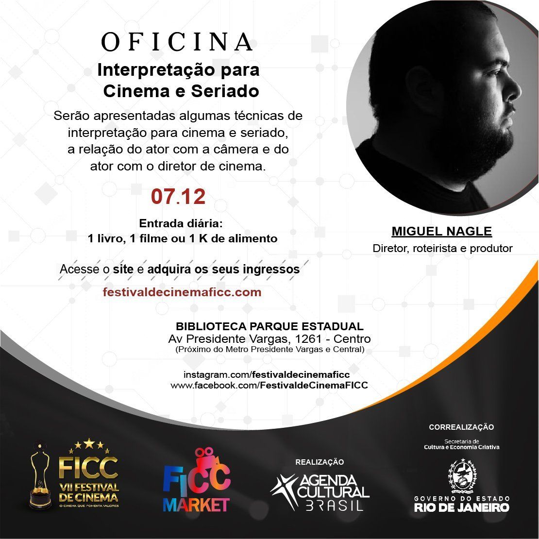 An advertisement for oficina interpretacao para cinema e seriado