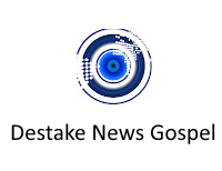 Um logotipo azul e branco para destake news gospel