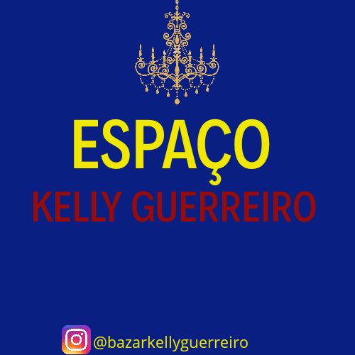 Um logotipo para kelly guerreiro com um lustre em um fundo azul