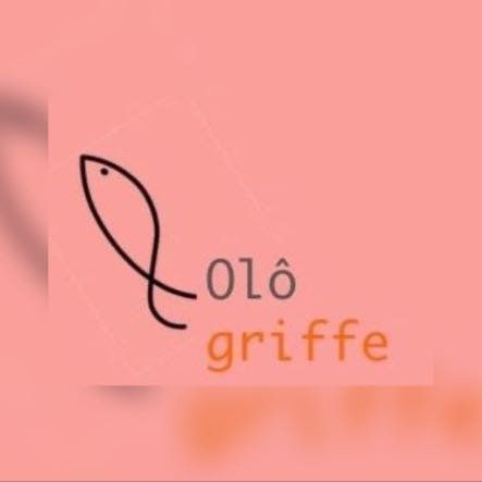 Um logotipo para olo griffe com um peixe em um fundo rosa