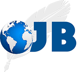 Um logotipo para jb com um globo e uma caneta