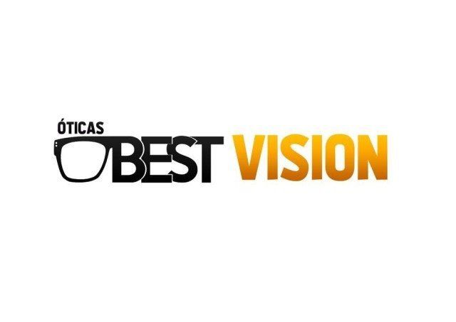 Um logotipo preto e amarelo para oticas best vision