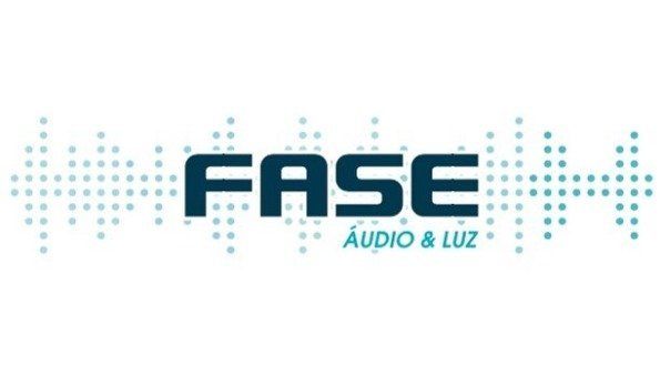 A logo for a company called fase audio & luz