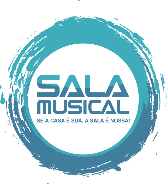 Um círculo azul com as palavras sala musical nele