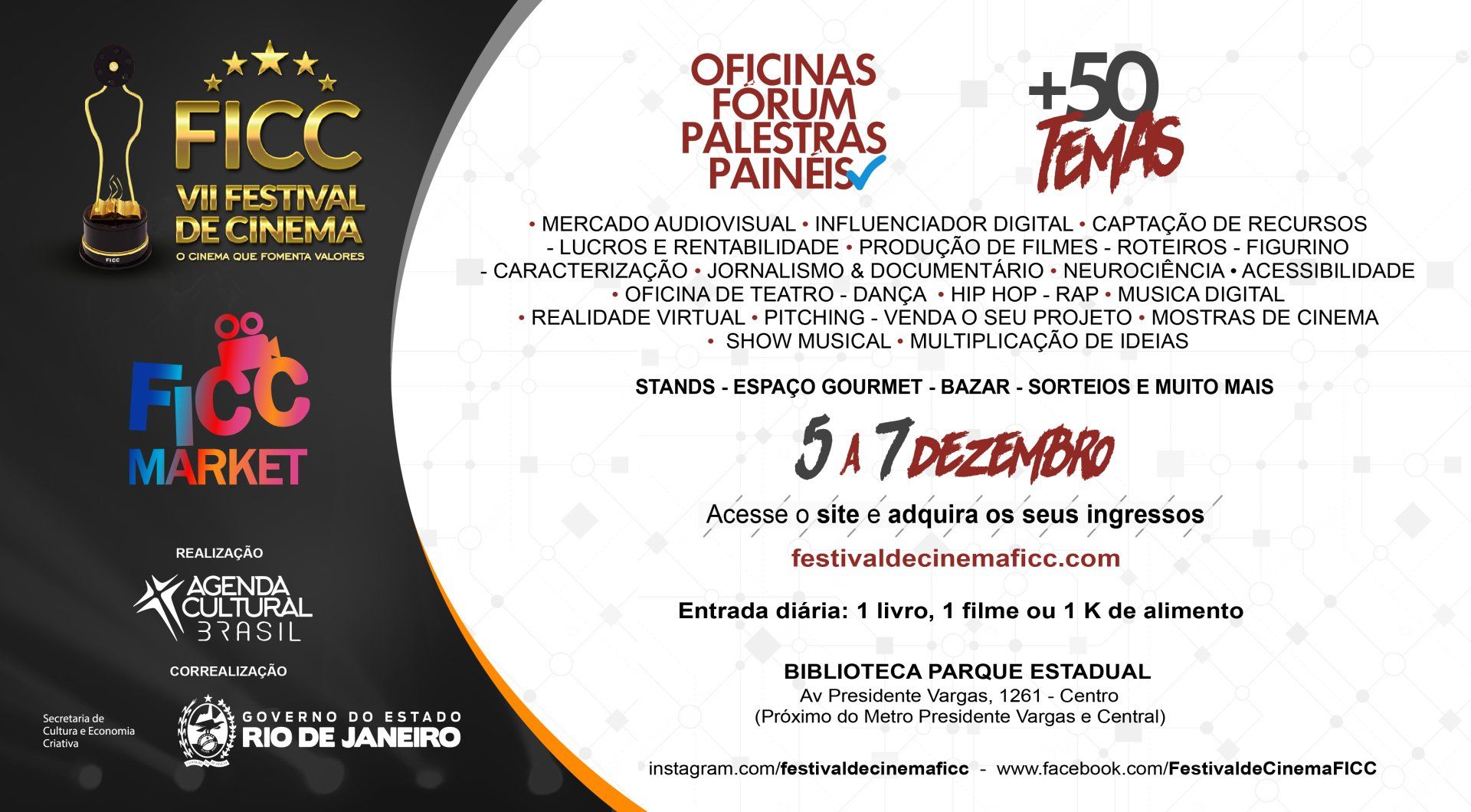 Um cartaz para um festival de cinema chamado ficc market