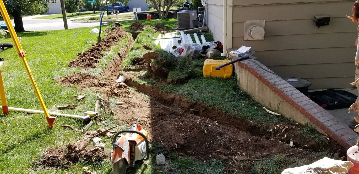 Caged Rock Wall — Drainage System Being Prepared in Wichita, KS