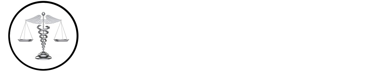 Circular black-and-white logo featuring a balance scale inside a ring.