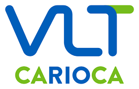 Logo of the VLT Carioca light rail system in Rio de Janeiro. Blue