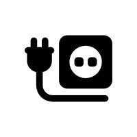 Black electrical plug connected to a socket.