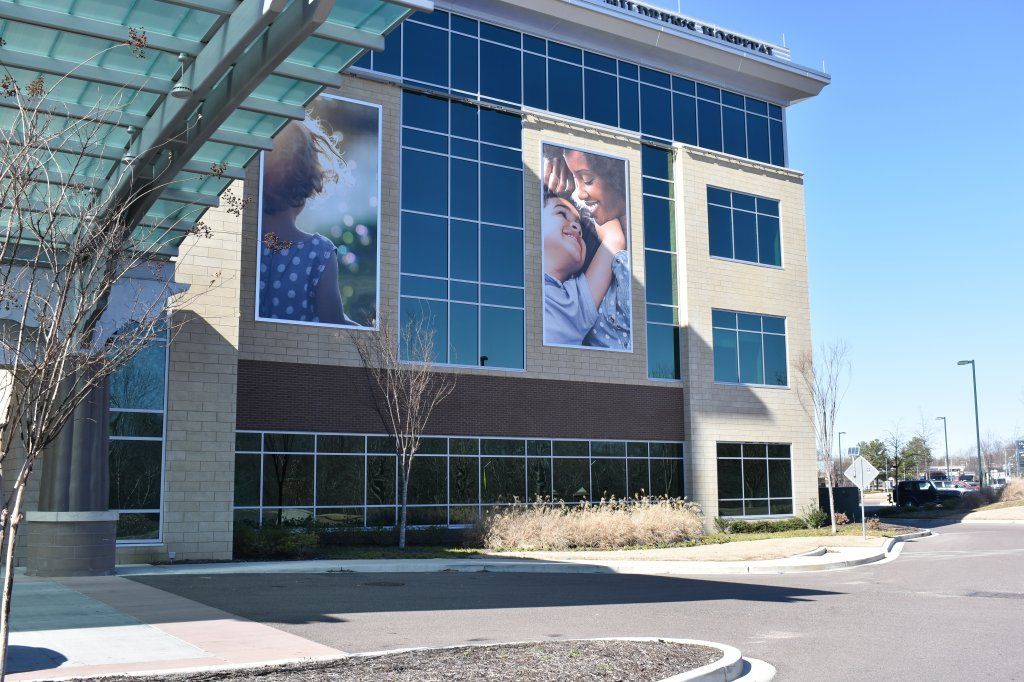 Masonry Construction — Baptist Children's Hospital Entrance View in Bartlett, TN