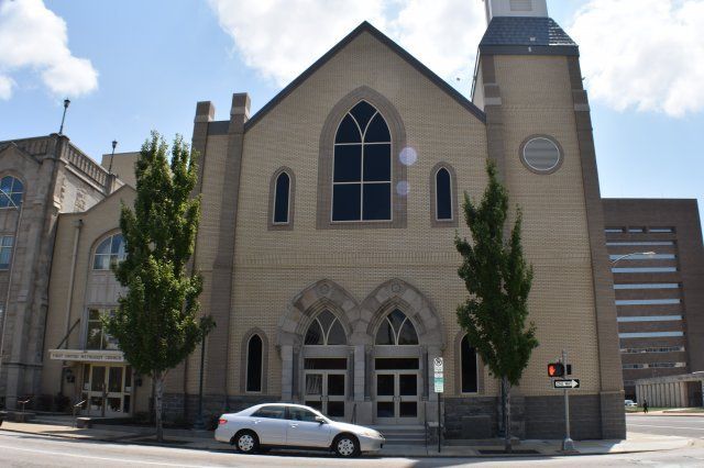 Brick Paving — First United Method Church Front View with Silver Car in Bartlett, TN