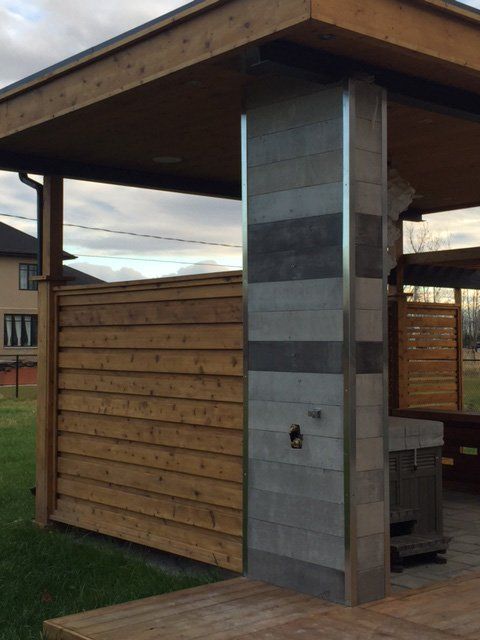 abri de terrasse en bois et ciment
