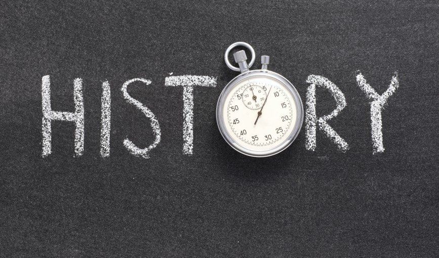 History spelt out using chawk and a pocket watch