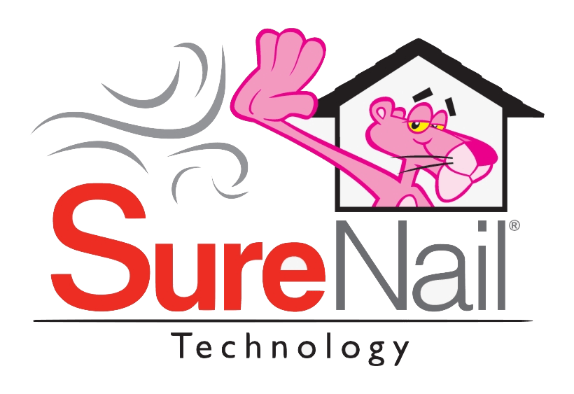 The Pink Panther peeking from a house icon next to the red and grey 