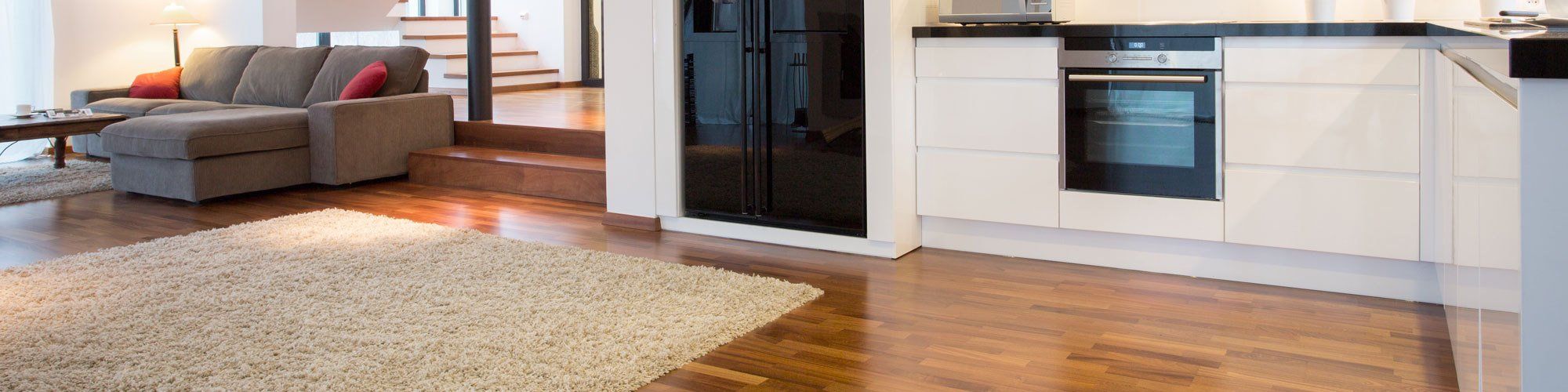 Wooden floor with rug