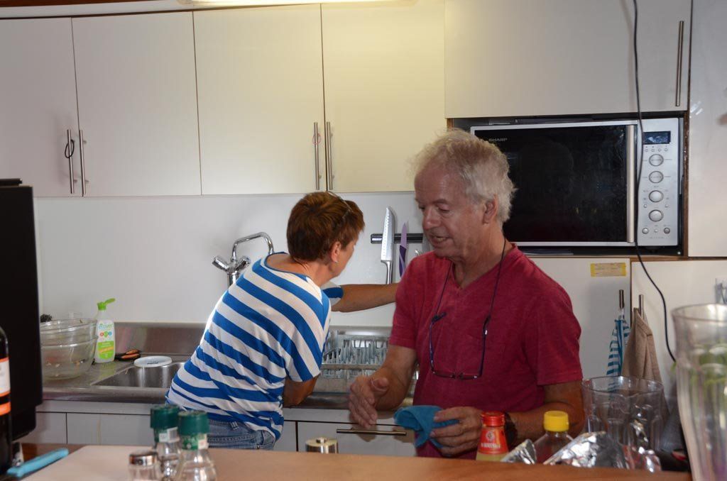 Toon Sevens and Henny busy in the kitchen. Intersail Toon Sevens busy in the kitchen.