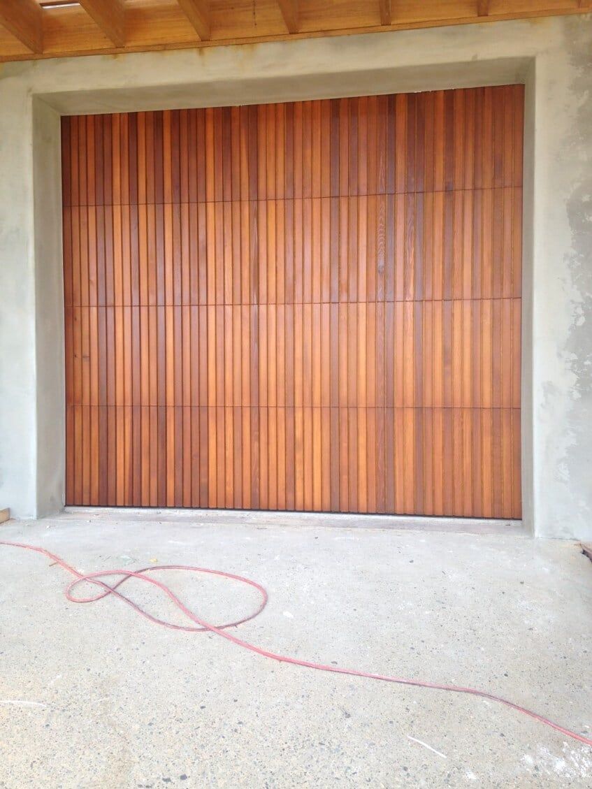 Specialty Panelift Door With Timber Slats — Garage Doors in Port Macquarie, NSW