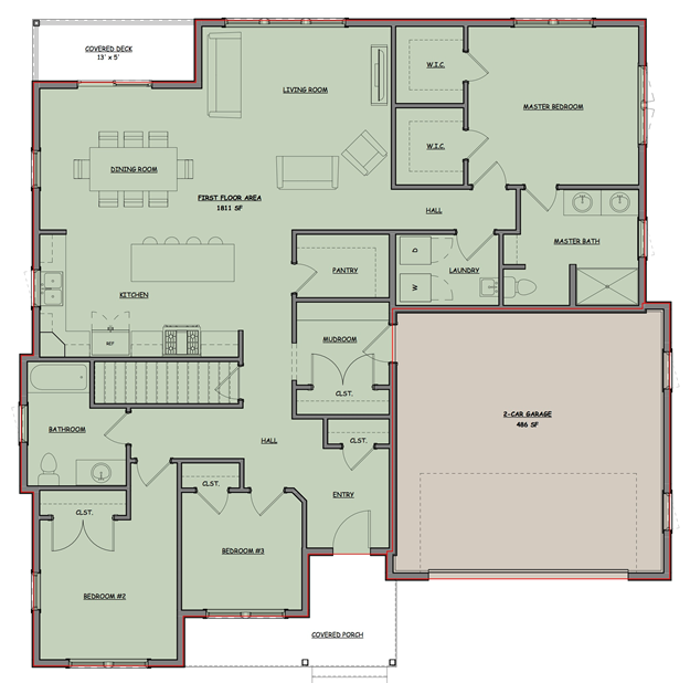 Manchester Floorplans & Elevations First Floor — Essex, VT — Dousevicz Inc