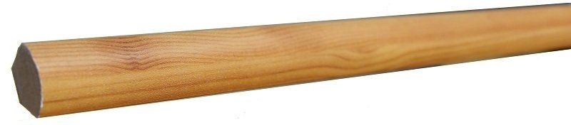 A close up of a wooden stick on a white background.