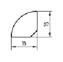 A black and white drawing of a circle with measurements on a white background.