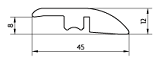 A black and white drawing of a piece of metal with measurements.