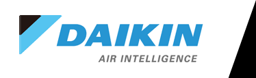 Daikin logo with a blue and black design, the words 