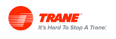Trane logo: Orange circle with stylized letter 