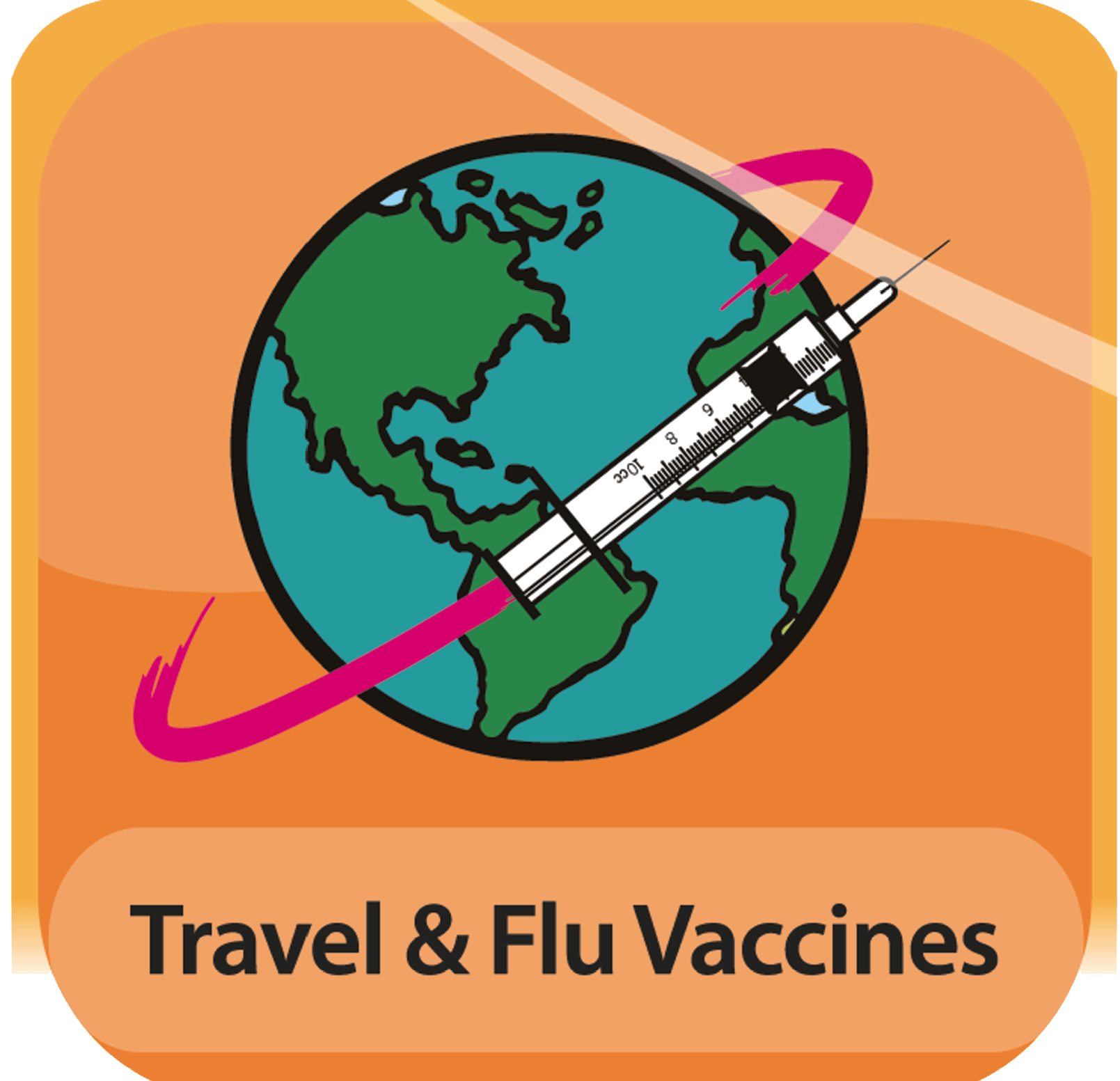 travel and flu vaccines icon