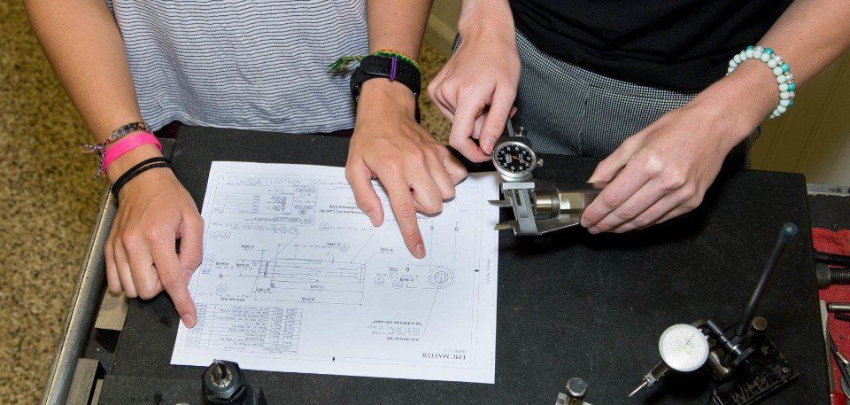 Students reviewing paper