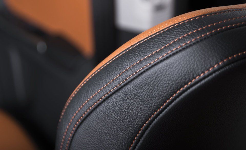 upholstered leather car seat